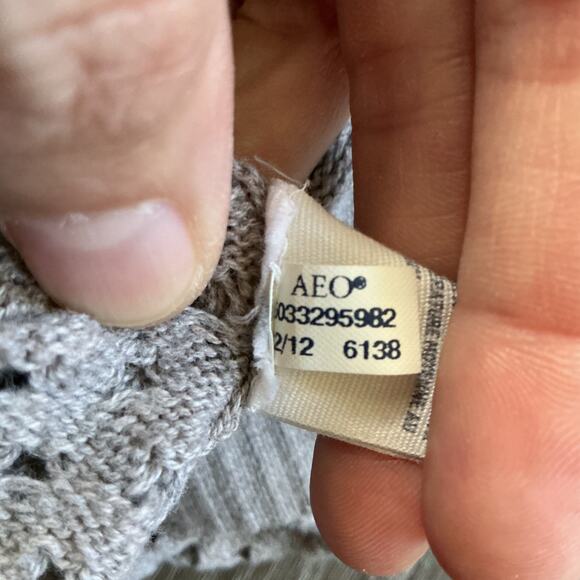 American Eagle Outfitters Beige Knit 3/4 Sleeve Sweater Women’s  L 100% Cotton - Picture 9 of 11